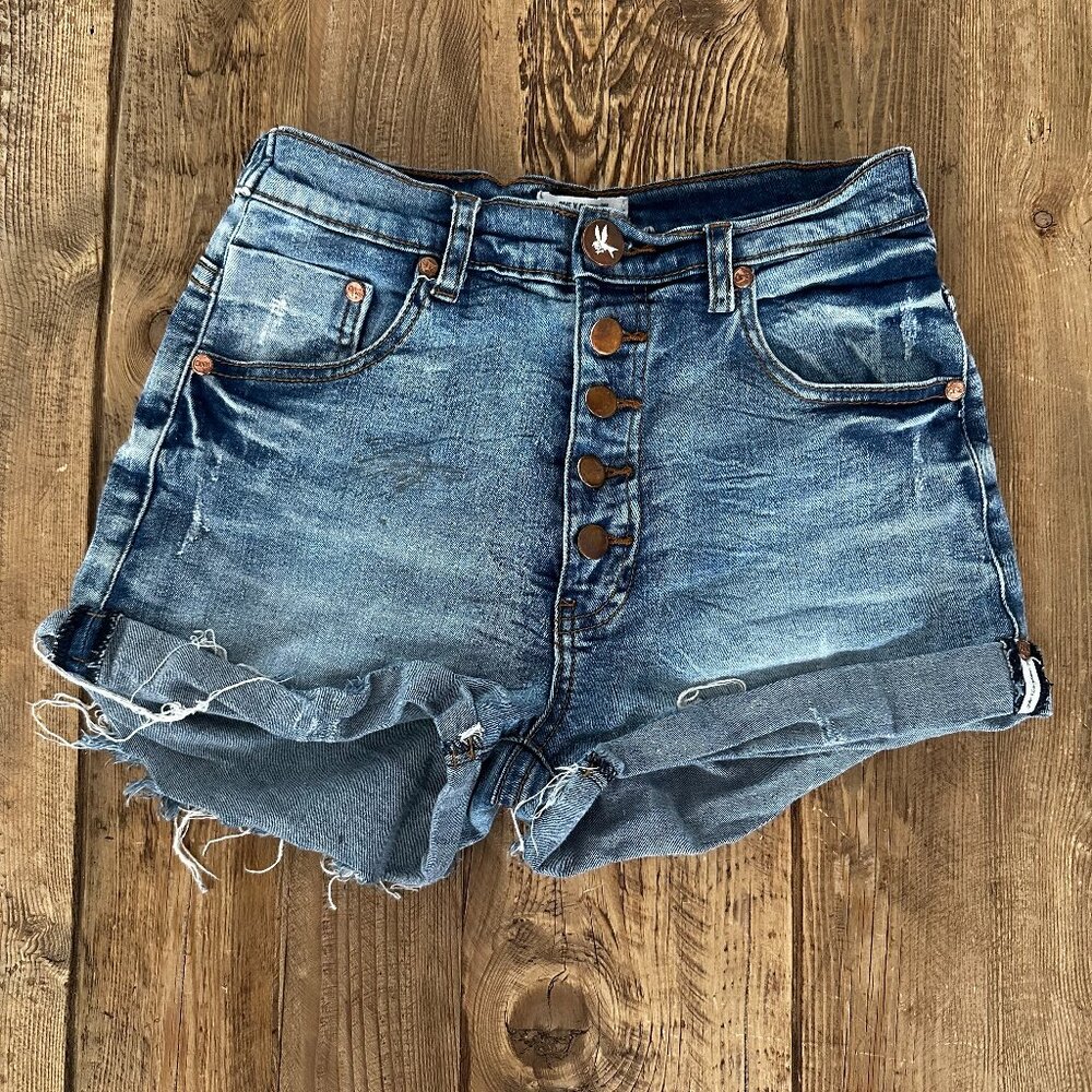 One Teaspoon Button Front Denim Cutoff Shorts Women's 29
